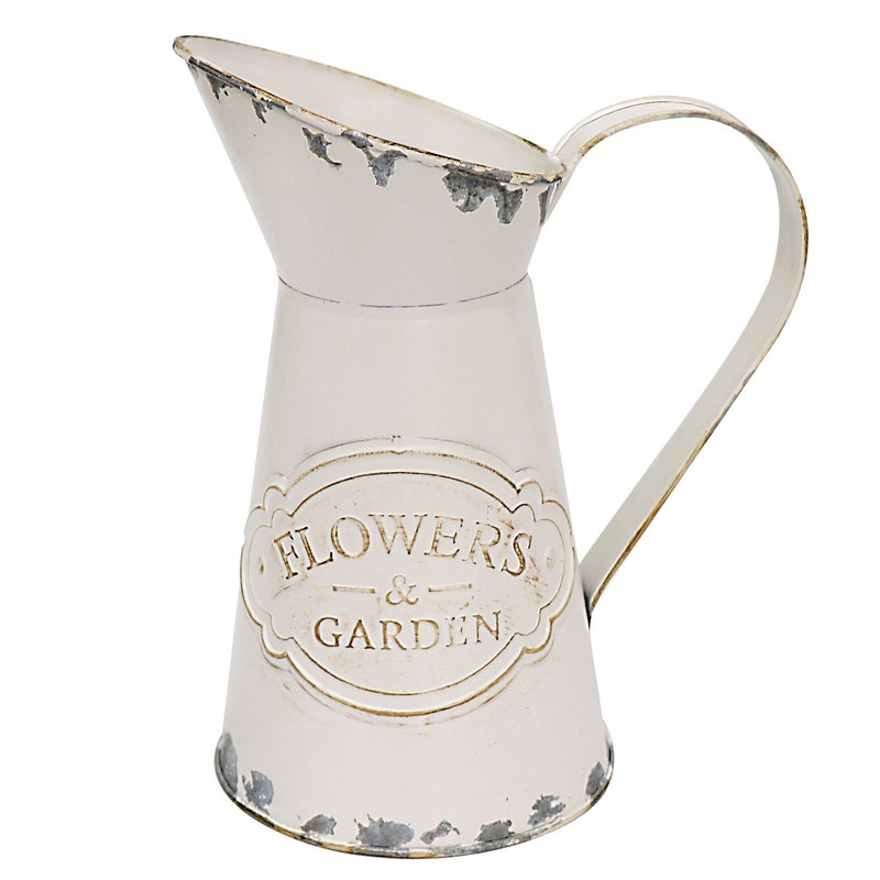 Soyizom Galvanized Metal Pitcher Farmhouse Decor Jugs White Pitcher Vases Flower Jugs Vase Shabby Chic Decor Water Can Milk Jug Rustic Decorations for Home Christmas Wedding,White-Jug/8.9â€H-Small - Image 1